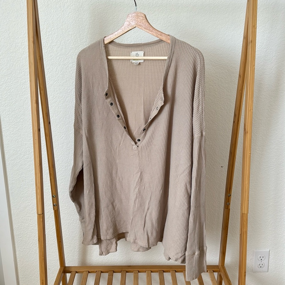 waffle knit flowy top